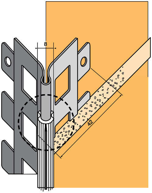 Arête perforée pour enduit avec jonc PVC blanc 3 m