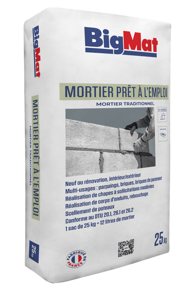 Sac BigMat mortier prêt à l’emploi 25 kg — photo fournisseur BigMat France