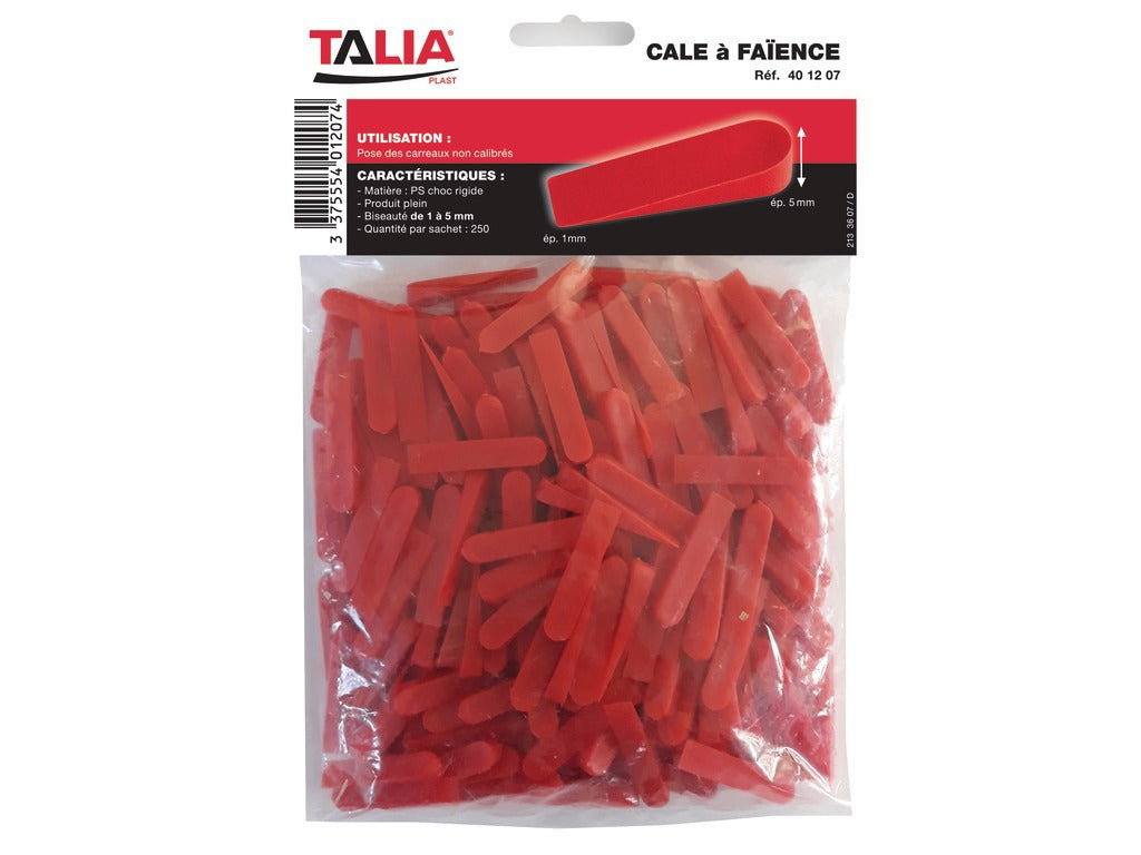 Cales à faïence biseautées 5 mm Taliaplast sachet de 250