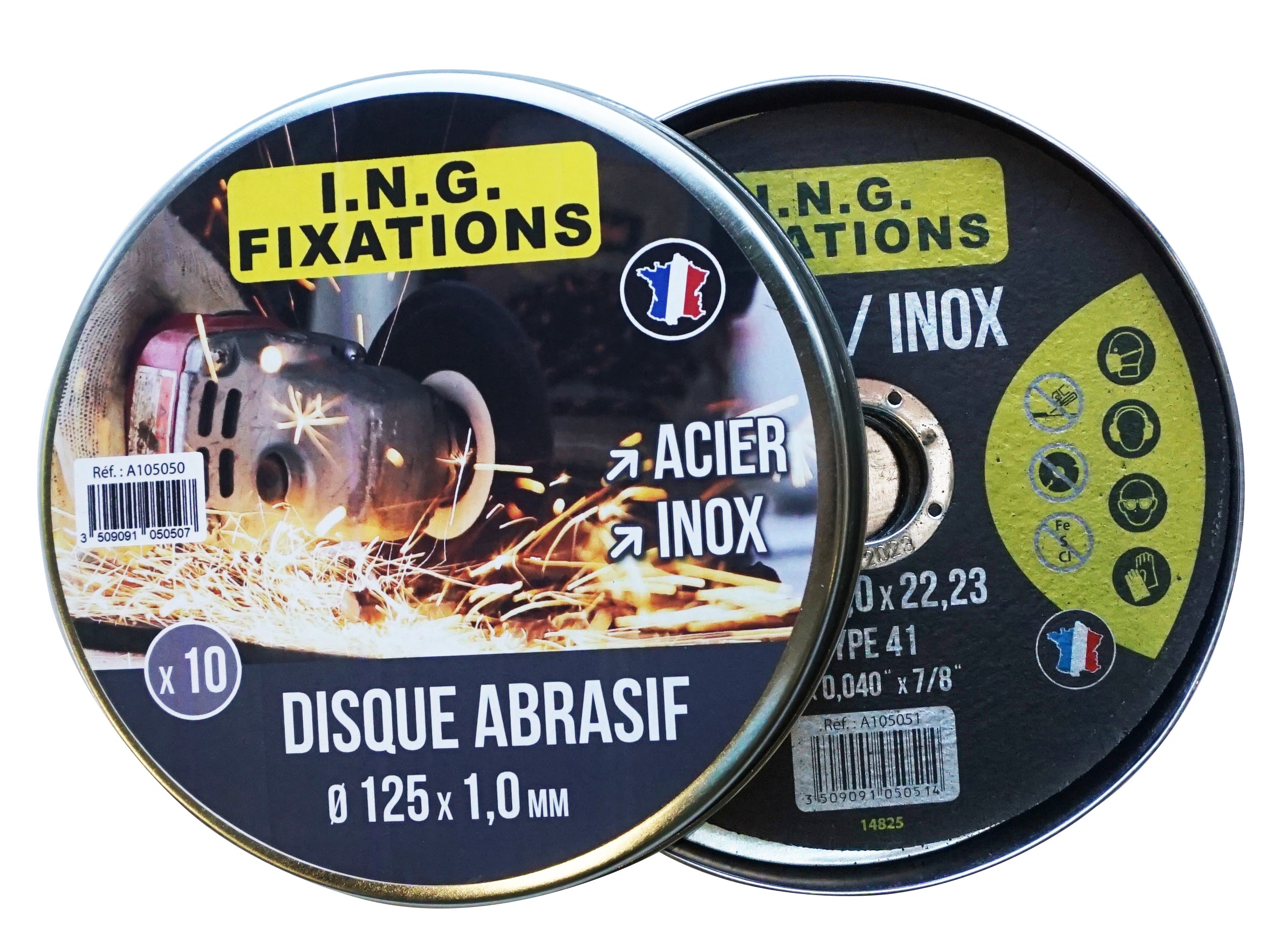 Disque abrasif acier et inox Ø125 x 1 x 22,23 mm