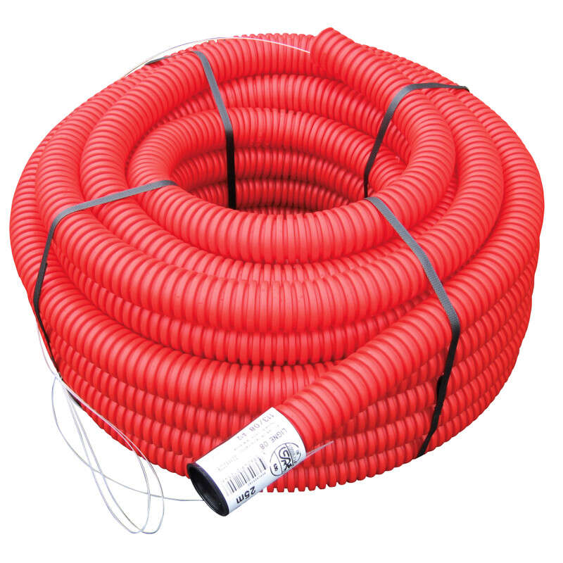 Gaine TPC rouge diamètre 63 mm, couronne 25 m