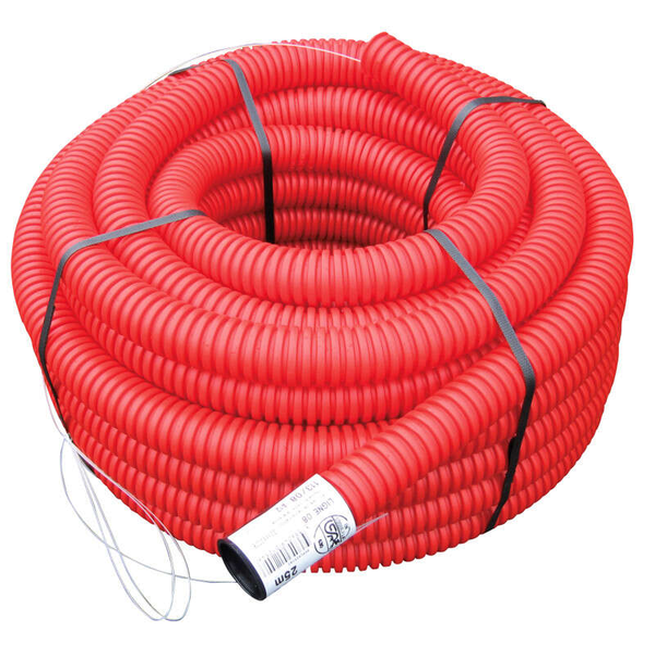 Gaine TPC rouge diamètre 63 mm, couronne 25 m