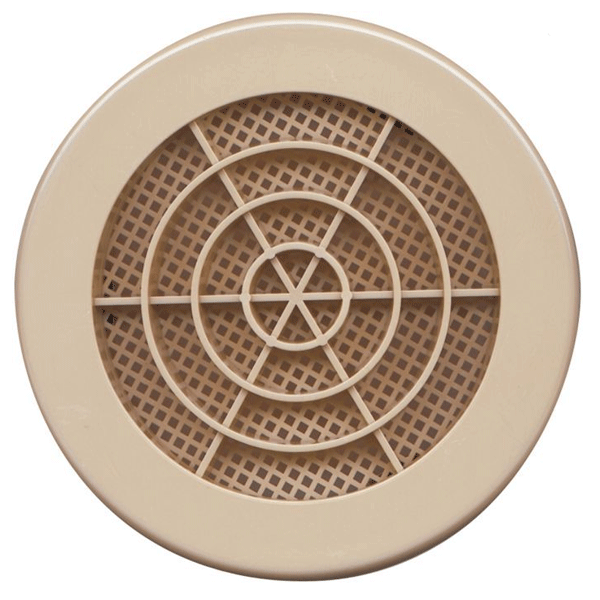 Grille ronde sable Ø100 mm en PVC avec moustiquaire