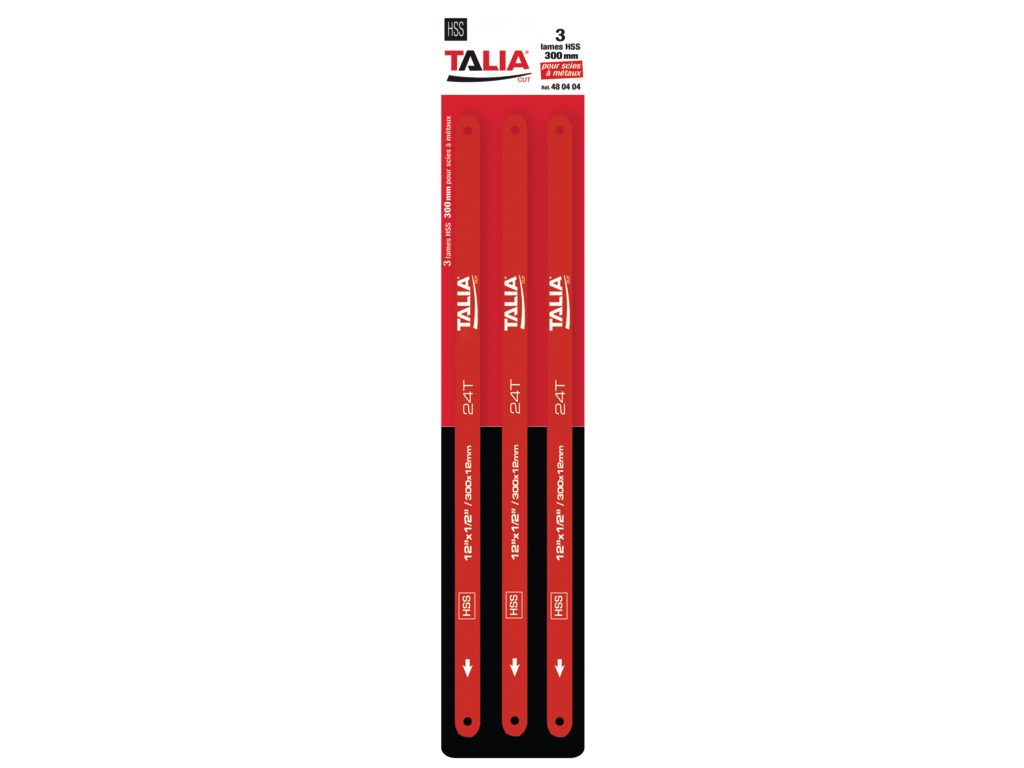 Blister de 3 lames HSS 300 mm Taliaplast réf. 480404