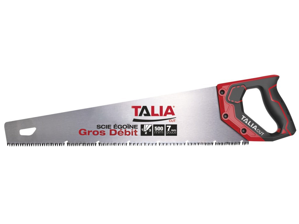 Scie égoïne gros travaux Taliaplast 500 mm, poignée bi-matière, réf. 480221