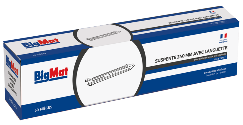Suspente E24 BigMat 24 cm pour fourrure 45/47, boîte de 50