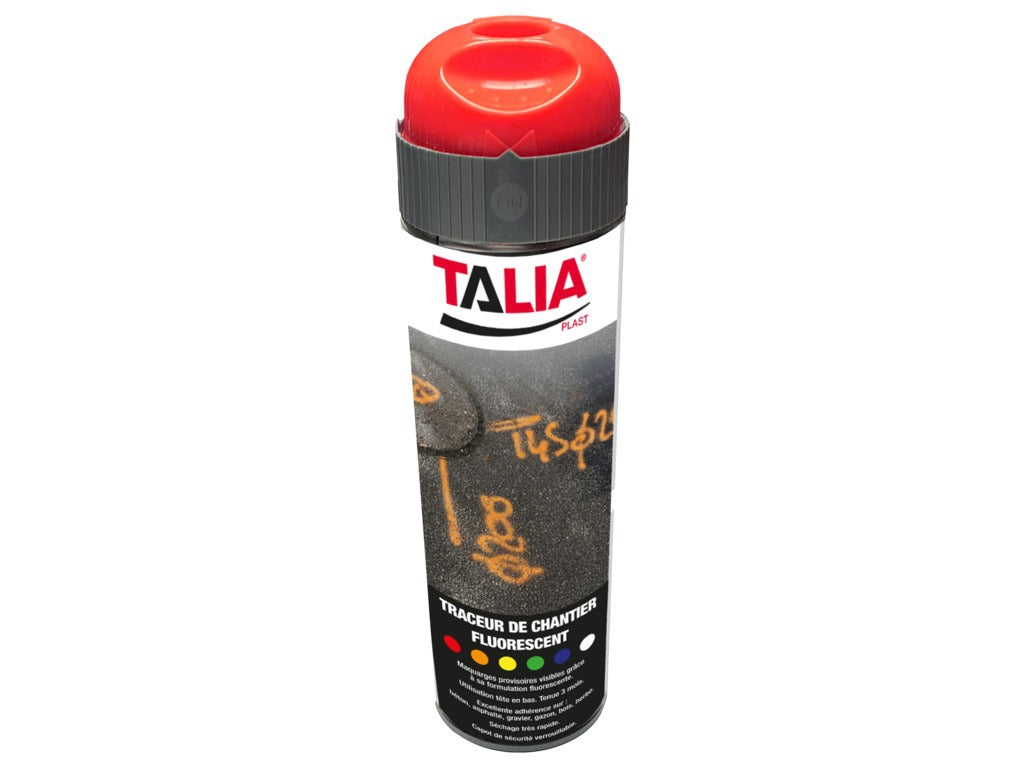 Traceur de chantier rouge fluo 500 ml Taliaplast réf. 521006