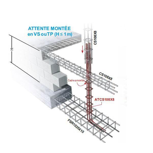 Armature assemblée acier 10 x 22, 6D8, longueur 4 m